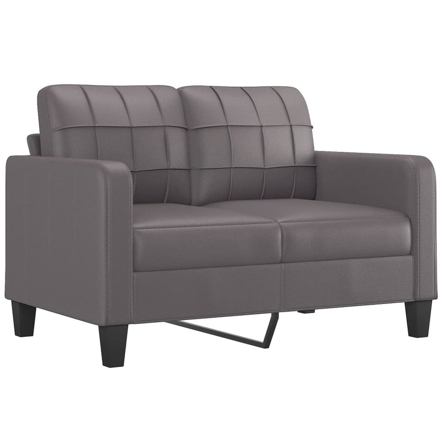 4 Piece Sofa Set with Pillows Grey Faux Leather