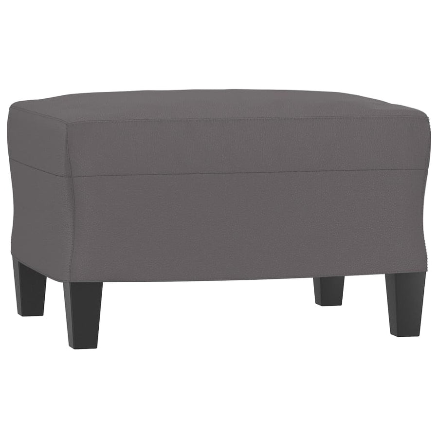 4 Piece Sofa Set with Pillows Grey Faux Leather
