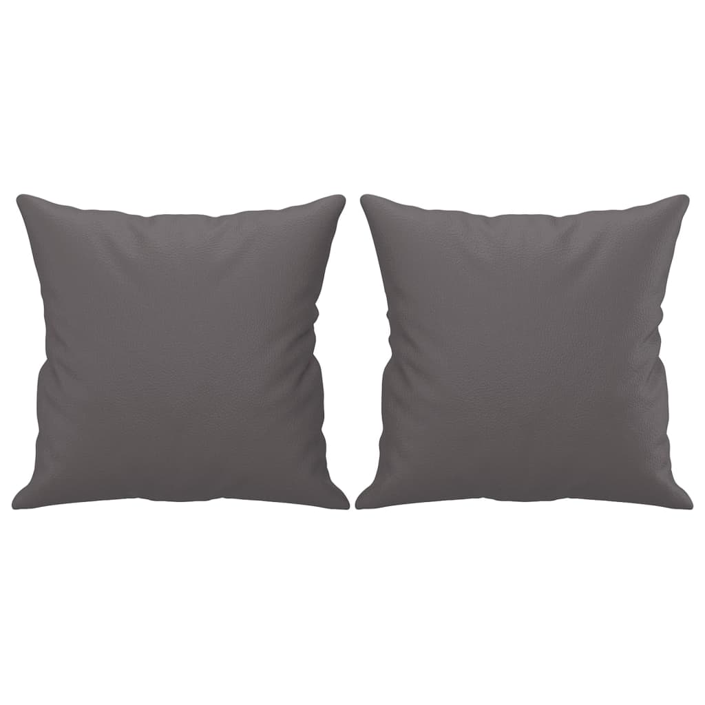 4 Piece Sofa Set with Pillows Grey Faux Leather