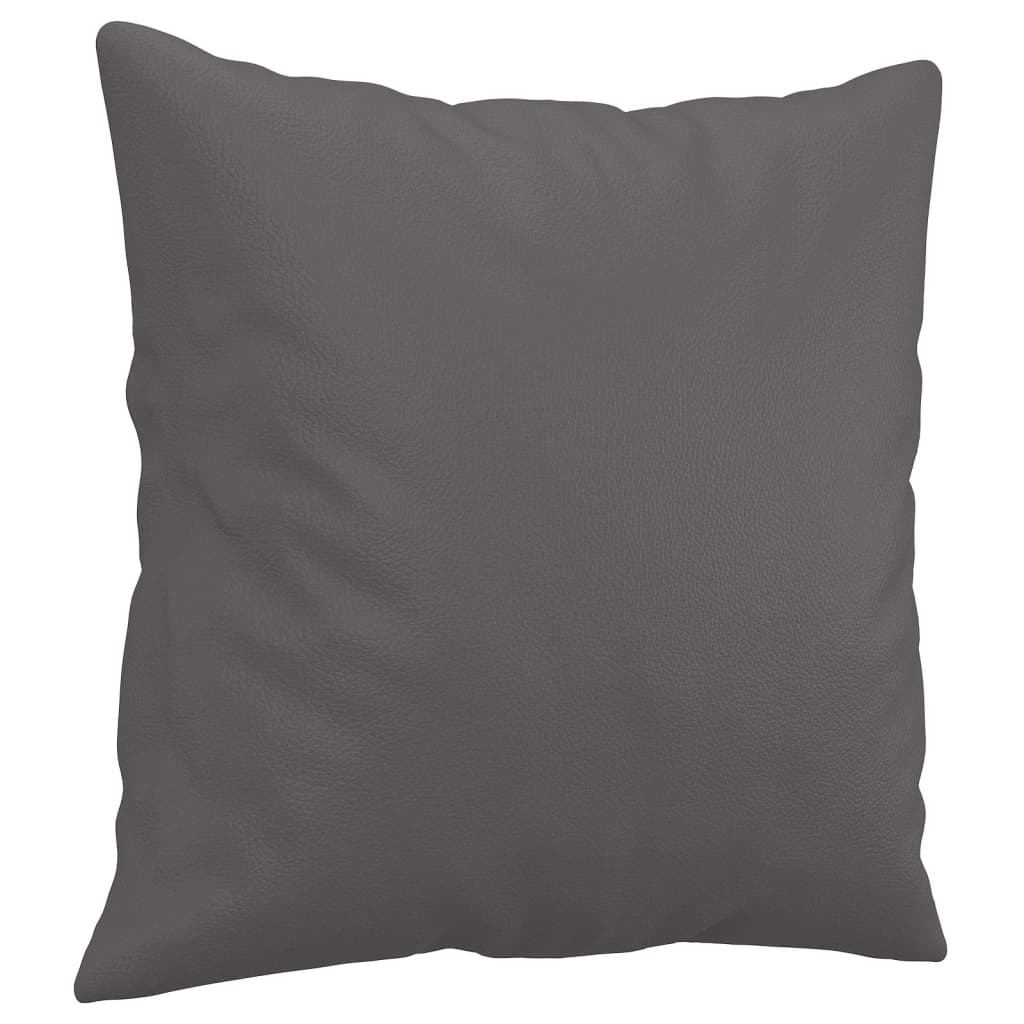 4 Piece Sofa Set with Pillows Grey Faux Leather