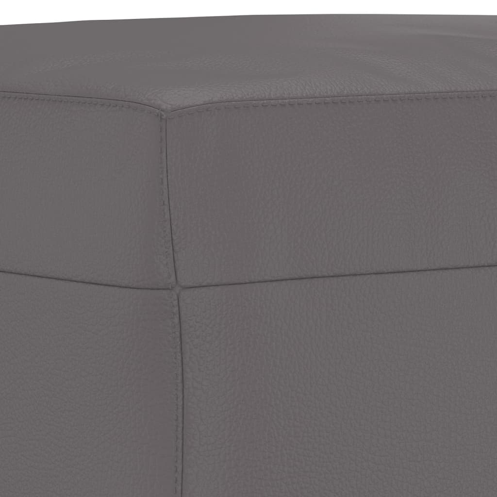 4 Piece Sofa Set with Pillows Grey Faux Leather