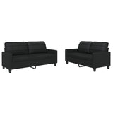 2 Piece Sofa Set with Cushions Black Faux Leather - Front View