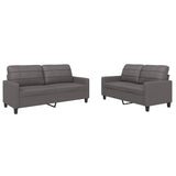 2 Piece Sofa Set with Cushions Grey Faux Leather - Front View
