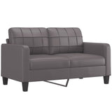 2 Piece Sofa Set with Cushions Grey Faux Leather