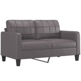 2 Piece Sofa Set with Cushions Grey Faux Leather - Top-Down View