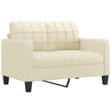 3 Piece Sofa Set with Cushions Cream Faux Leather