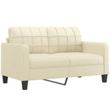 3 Piece Sofa Set with Cushions Cream Faux Leather