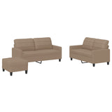 3 Piece Sofa Set with Cushions Cappuccino Faux Leather - Front View