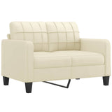 2 Piece Sofa Set with Pillows Cream Faux Leather - Side View