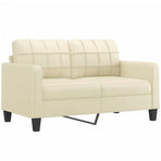 2 Piece Sofa Set with Pillows Cream Faux Leather