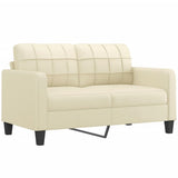 2 Piece Sofa Set with Pillows Cream Faux Leather - Top-Down View