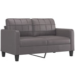 2 Piece Sofa Set with Pillows Grey Faux Leather