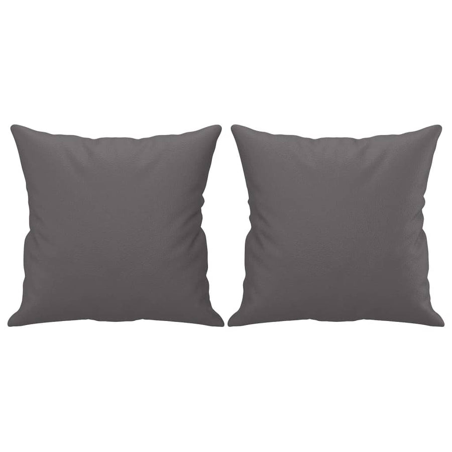 2 Piece Sofa Set with Pillows Grey Faux Leather