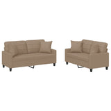 2 Piece Sofa Set with Pillows Cappuccino Faux Leather - Front View