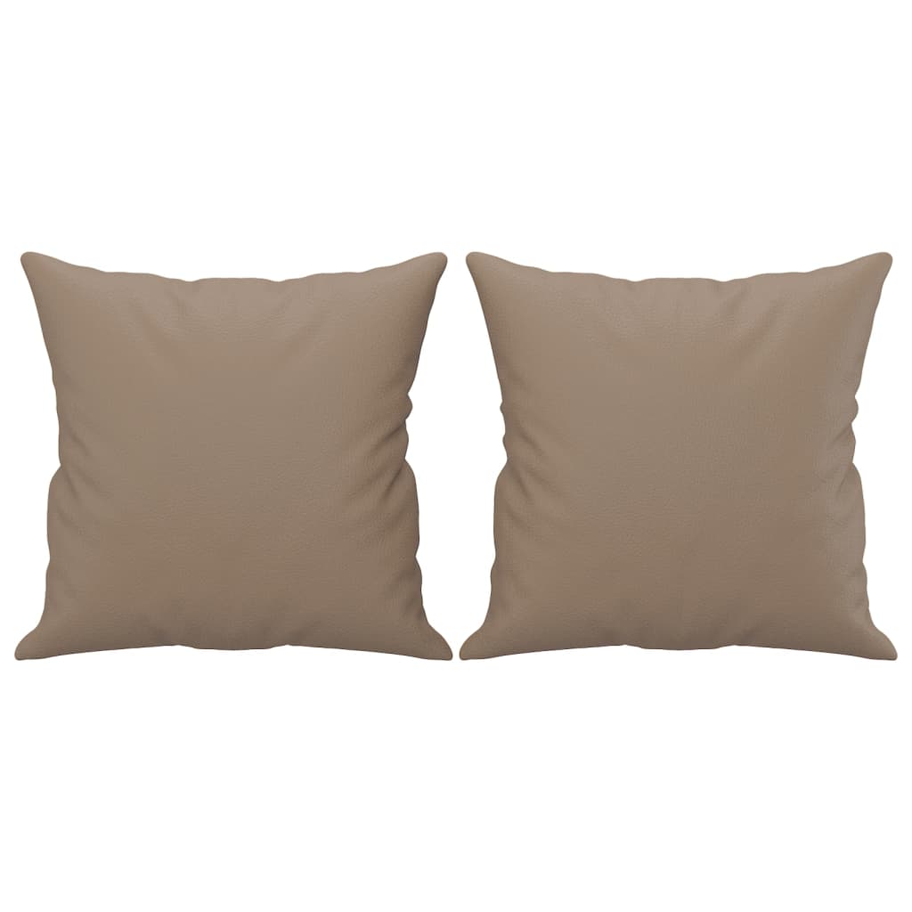 2 Piece Sofa Set with Pillows Cappuccino Faux Leather
