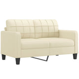 3 Piece Sofa Set with Pillows Cream Faux Leather