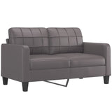 3 Piece Sofa Set with Pillows Grey Faux Leather - Top-Down View
