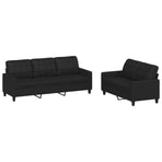 2 Piece Sofa Set with Cushions Black Faux Leather
