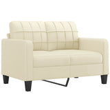 3 Piece Sofa Set with Cushions Cream Faux Leather - Side View