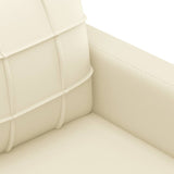 3 Piece Sofa Set with Cushions Cream Faux Leather - Rear View