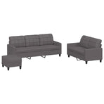 3 Piece Sofa Set with Cushions Grey Faux Leather