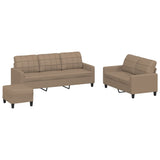 3 Piece Sofa Set with Cushions Cappuccino Faux Leather - Front View