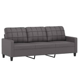2 Piece Sofa Set with Pillows Grey Faux Leather - Top-Down View