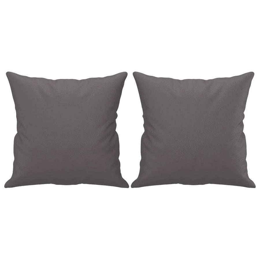 2 Piece Sofa Set with Pillows Grey Faux Leather