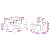 2 Piece Sofa Set with Pillows Grey Faux Leather