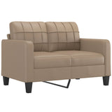 2 Piece Sofa Set with Pillows Cappuccino Faux Leather - Side View