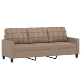 2 Piece Sofa Set with Pillows Cappuccino Faux Leather