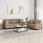 2 Piece Sofa Set with Pillows Cappuccino Faux Leather