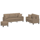 3 Piece Sofa Set with Pillows Cappuccino Faux Leather - Front View