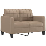 3 Piece Sofa Set with Pillows Cappuccino Faux Leather - Side View