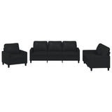 3 Piece Sofa Set with Cushions Black Faux Leather