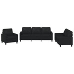 3 Piece Sofa Set with Cushions Black Faux Leather