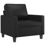 3 Piece Sofa Set with Cushions Black Faux Leather - Side View