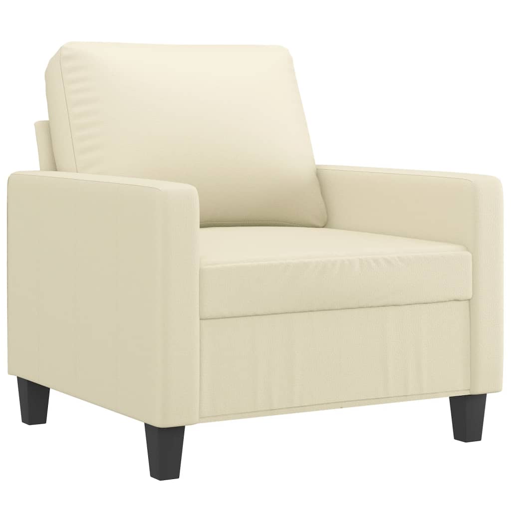 3 Piece Sofa Set with Cushions Cream Faux Leather