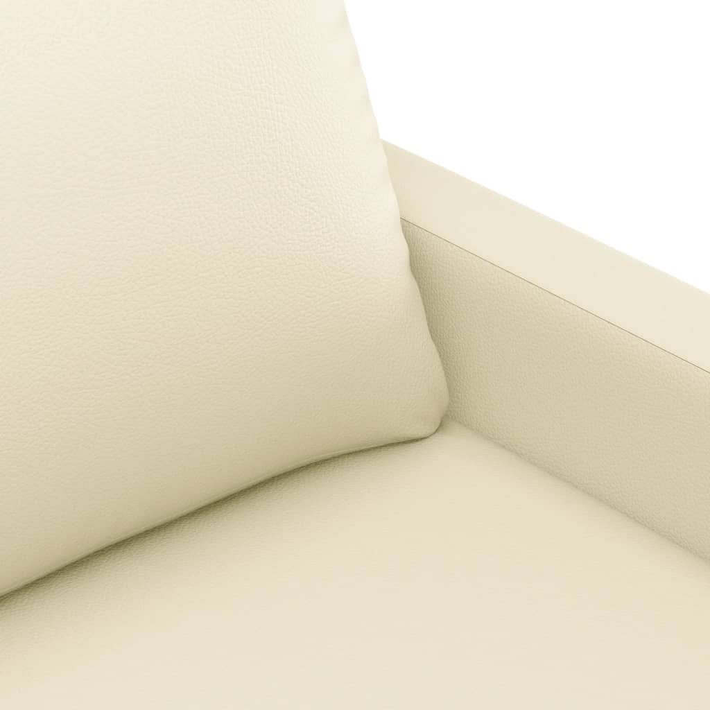 3 Piece Sofa Set with Cushions Cream Faux Leather