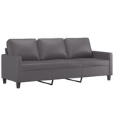 3 Piece Sofa Set with Cushions Grey Faux Leather - 45-Degree Angle