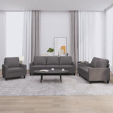 3 Piece Sofa Set with Cushions Grey Faux Leather