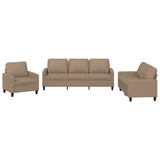 3 Piece Sofa Set with Cushions Cappuccino Faux Leather