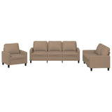 3 Piece Sofa Set with Cushions Cappuccino Faux Leather - Front View