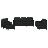 4 Piece Sofa Set with Cushions Black Faux Leather - Front View