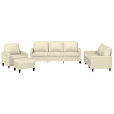 4 Piece Sofa Set with Cushions Cream Faux Leather - Front View
