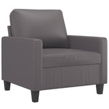 4 Piece Sofa Set with Cushions Grey Faux Leather - Side View