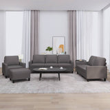 4 Piece Sofa Set with Cushions Grey Faux Leather