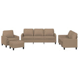 4 Piece Sofa Set with Cushions Cappuccino Faux Leather - Front View