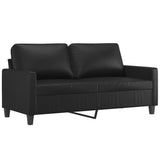 2 Piece Sofa Set with Cushions Black Faux Leather - Top-Down View