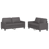 2 Piece Sofa Set with Cushions Grey Faux Leather - Front View